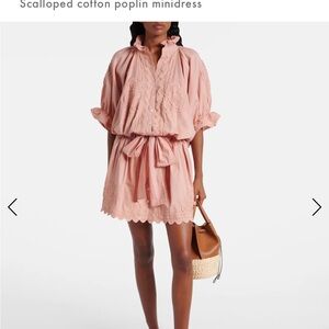Peach Scalloped Cotton Poplin Minidress